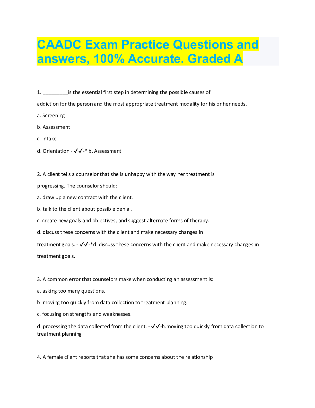 Preview image for CAADC Exam Practice Questions and  answers, 100% Accurate. Graded A